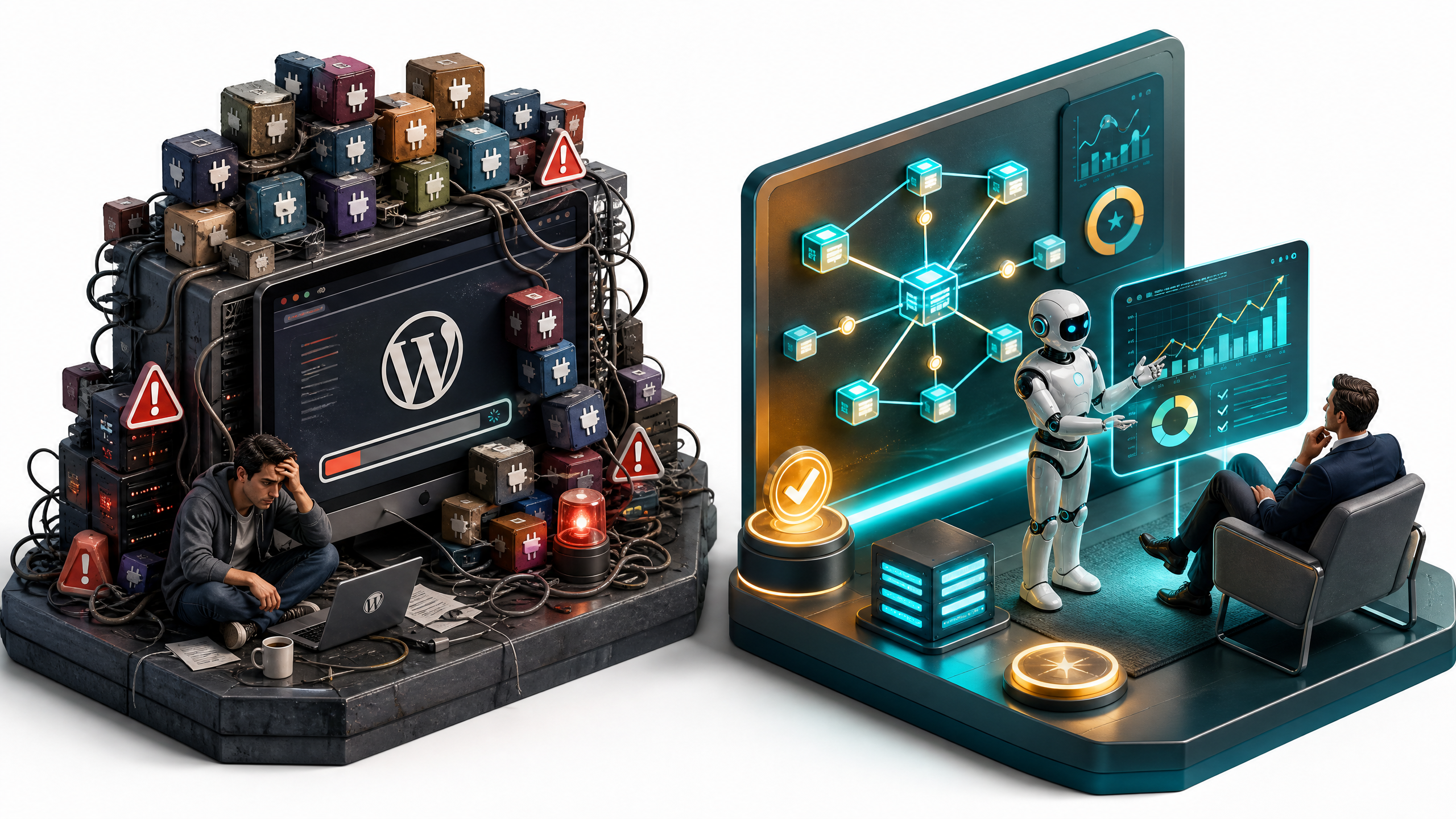 AI Website vs WordPress for B2B: The Performance and AEO Gap in 2026