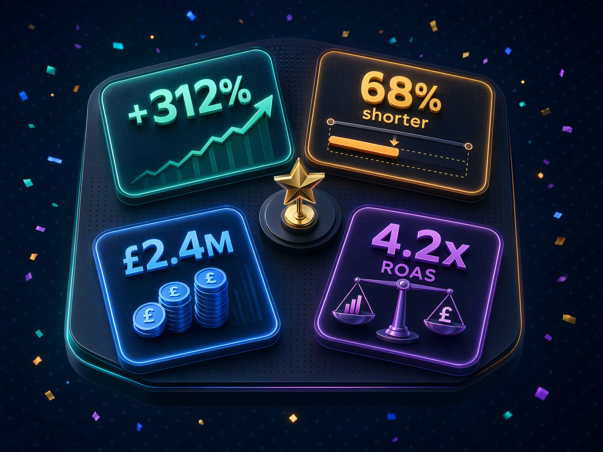 B2B SaaS ABM results by Integrated.Social: 312 percent pipeline increase, 68 percent shorter sales cycle, 2.4 million pounds pipeline generated, 4.2x ROAS from account-based marketing